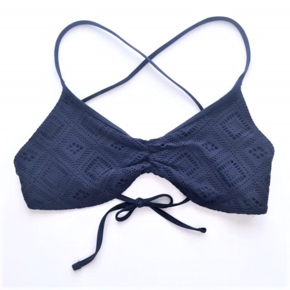 Navy Blue Crochet Bikini Top (EUC)